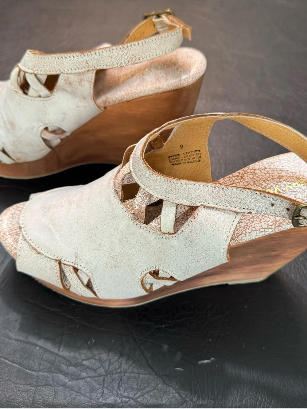 Women’s White Wedge Sandals with Adjustable Ankle Strap